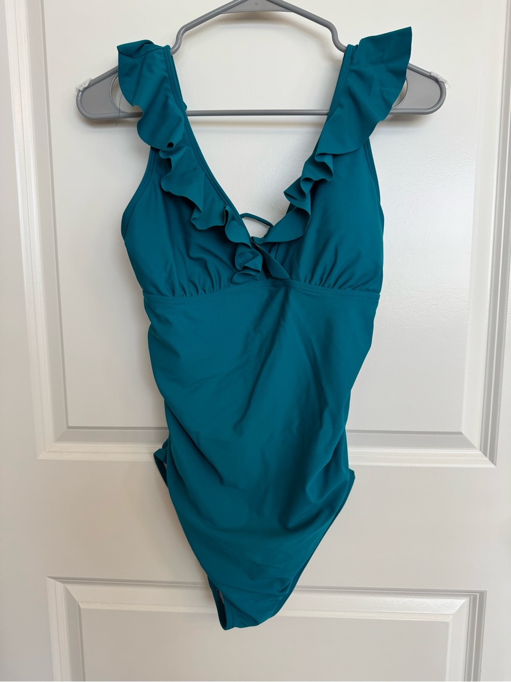 Summer Mae’s Maternity Ruffled Teal One-Piece Girls' Swimsuit